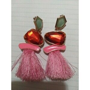 Beautiful Tassel Earrings With Pink Red Green